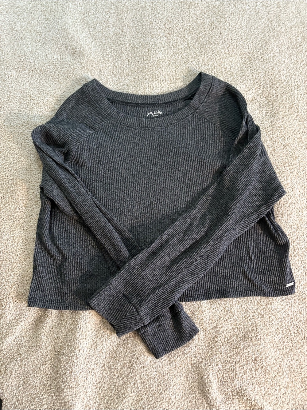 Gilly Hicks Charcoal Ribbed Long-Sleeve Top
